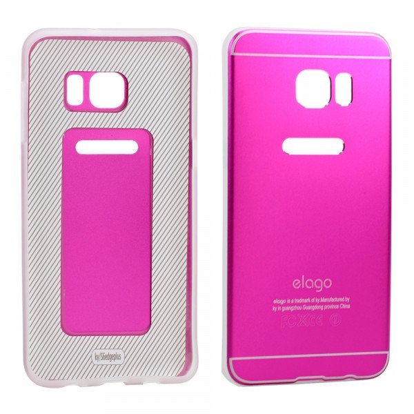 Wholesale Samsung Galaxy S6 Edge Plus Slim Aluminum Hybrid Case (Hot Pink)